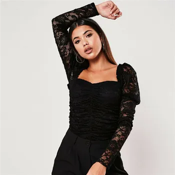 

Elegant Floral Lace Blouse Shirt Women Long Sleeve White Tops and Blouses Spring Summer Women Hollow Office Tops Blouse Blusas