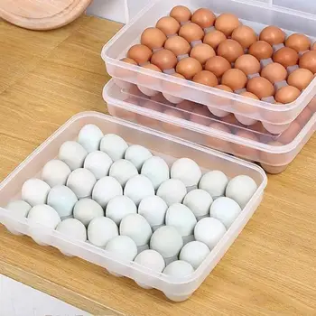 

Non-Fall Shockproof Superimposed Egg Container Case Plastic Refrigerator Storage Box Organizer Can Fresh-Keeping Box Egg Tray