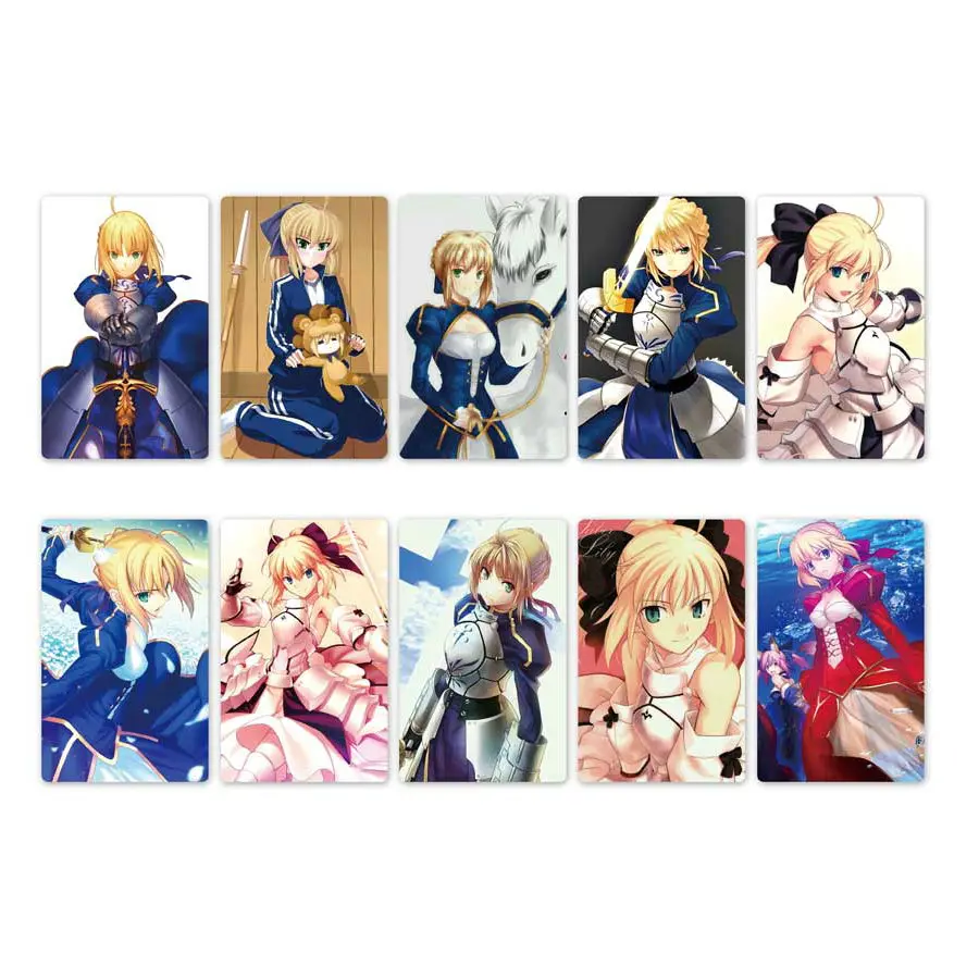 

10pcs New Arrived Anime Fate/Stay Night Card Stickers DIY Waterproof Scrub Card Sticker Kids Sticker Toys Collection Gift
