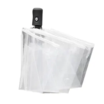 

3 Colors Fully Automatic Umbrella Three Folding Clear Windproof Umbrellas Women Men 8 Rib Rainproof Transparent Umbrella Gift