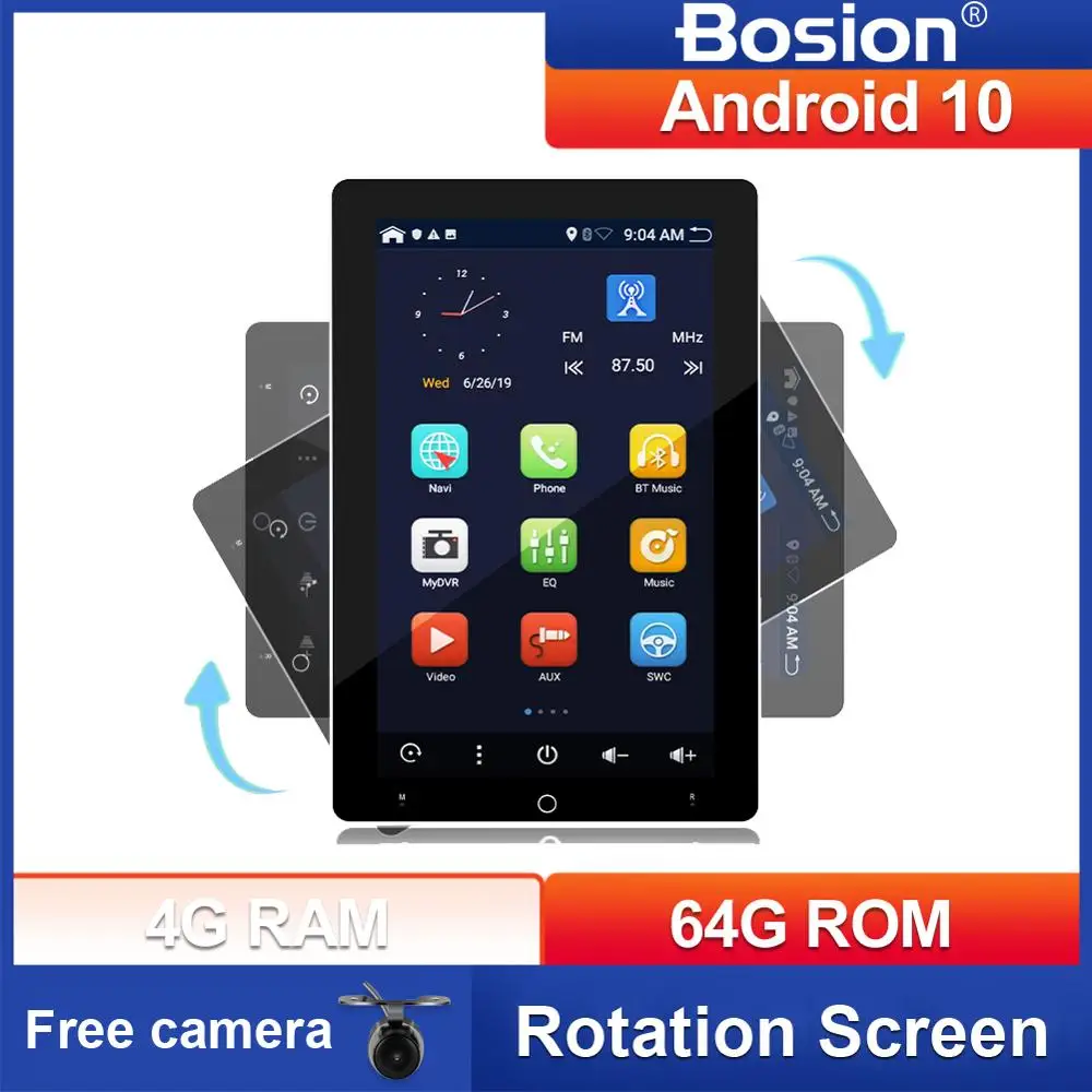 Bosion PX6 DSP Tesla Стиль Вращающийся экран 1 Din Универсальный Android 10 автомобильный