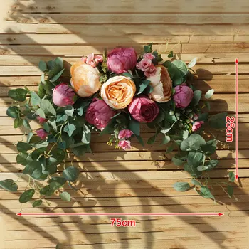 

DIY Wedding Peony Backdrop Artificial Flowers Hanging Wreath Handmade Swag Table Runner Centerpiece Fake Garland Home Decor