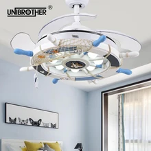 Детский светодиодный потолочный вентилятор с пультом дистанционного управления, светильник для детской спальни, гостиной, домашнего декора, осветительное приспособление
