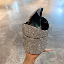 

New Arrival Mini Desktop Trash Can With Full Crystal Table Storage Boxes Change Box Car Office Living-Room Decorations