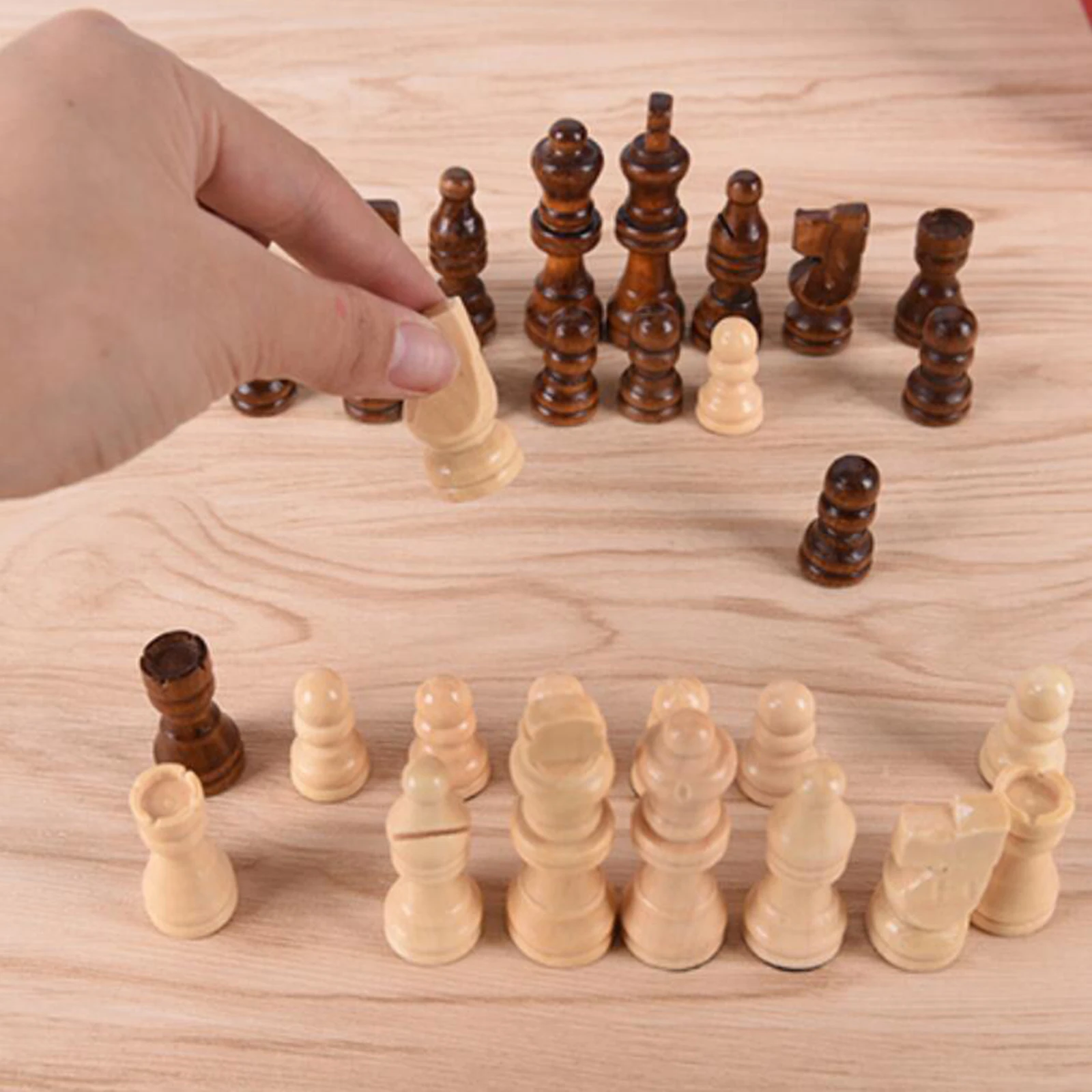 32 Stück Schachfiguren aus Holz Handgefertigte Ersatzschachfiguren ohne Brett DE 