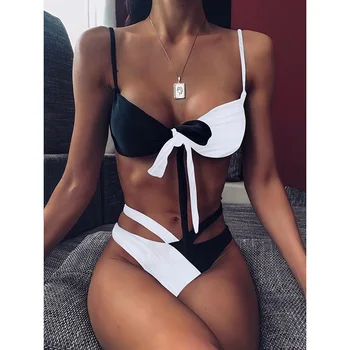 

Summer Beach Bandage Bathing Suit Women Sexy Two Pieces Bikini Set Leopard Printed Swimwear Female Casual 2020 SJ5137E