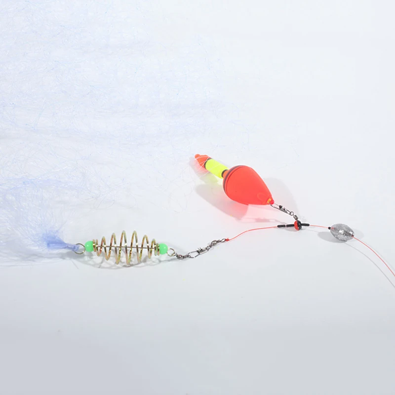 12 Pièges à Appâts Lumineux Avec Ressort Et Perles - Cages Porte-appâts Pour Pêche En Mer Ou Rivière