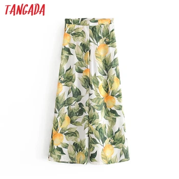 

Tangada fashion women fruit print wide leg pants trousers vintage style office lady pants pantalon 3P9