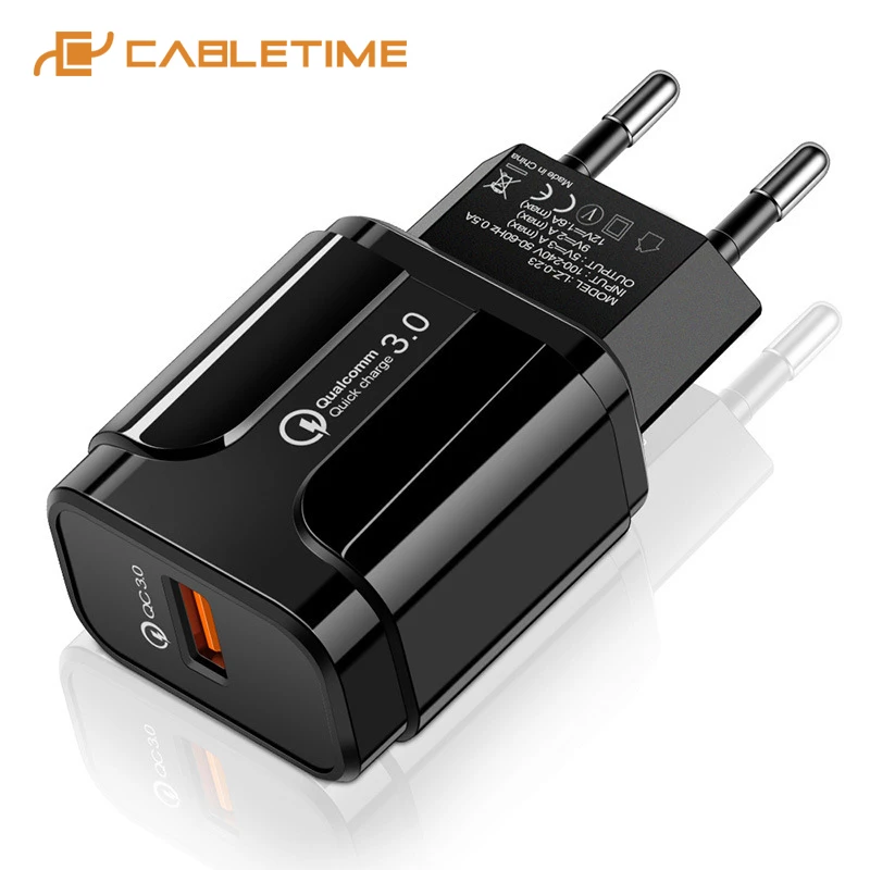 CABLETIME USB Charger PD 18W Fast Charging QC3.0 EU 3A Smart Chip Wall Charger Adapter for iPhone 11 Huawei Xiaomi Phone C310
CABLETIME USB Charger PD 18W Fast Charging QC3.0 EU 3A Smart Chip Wall Charger Adapter for iPhone 11 Huawei Xiaomi Phone C310