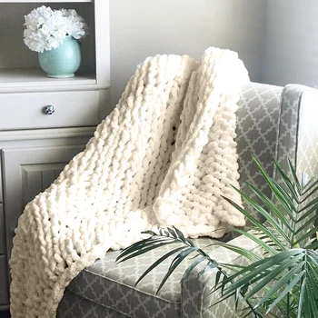 

Nordic Photography Decorative Blanket Chenille Chunky Knitted Blanket Area Rug Mat Super Thick Soft Manual Weaving Blanket D20