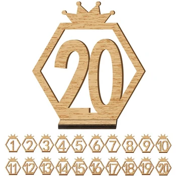 

1-20 Table Numbers Wooden Sign Wedding with Crown Hexagon Table Number Wooden Table Wedding Engagement Seat Number Sign
