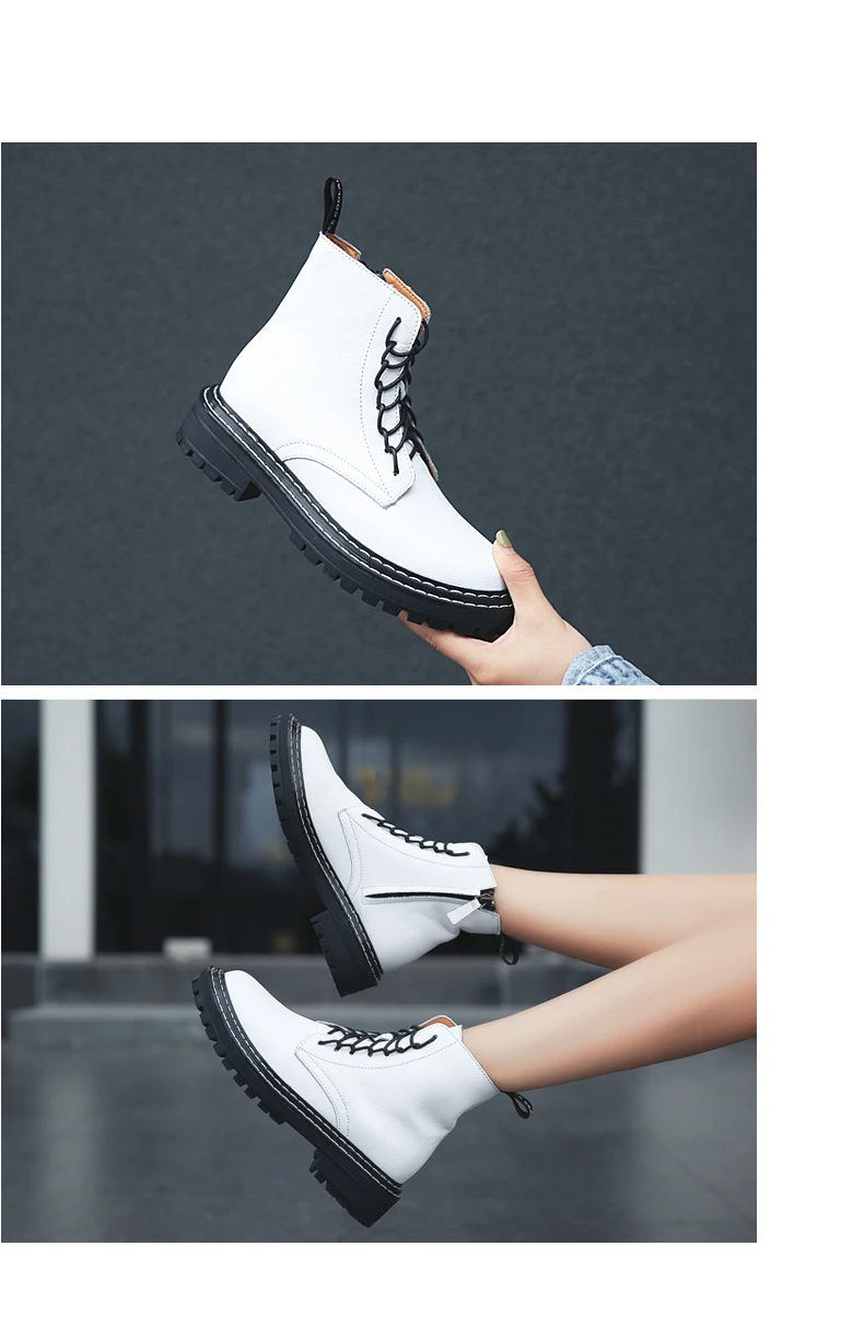 Golden Sapling Platform Boots Women Outdoor Tactical Shoes White Genuine Leather Classic Wedge Sneakers Women's Trekking Boots