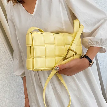 

Fashion Elegant Female Crossbody bag 2020 New pu Leather Women Handbag Luxury Designer Weave Lady Shoulder Bag small flap bags