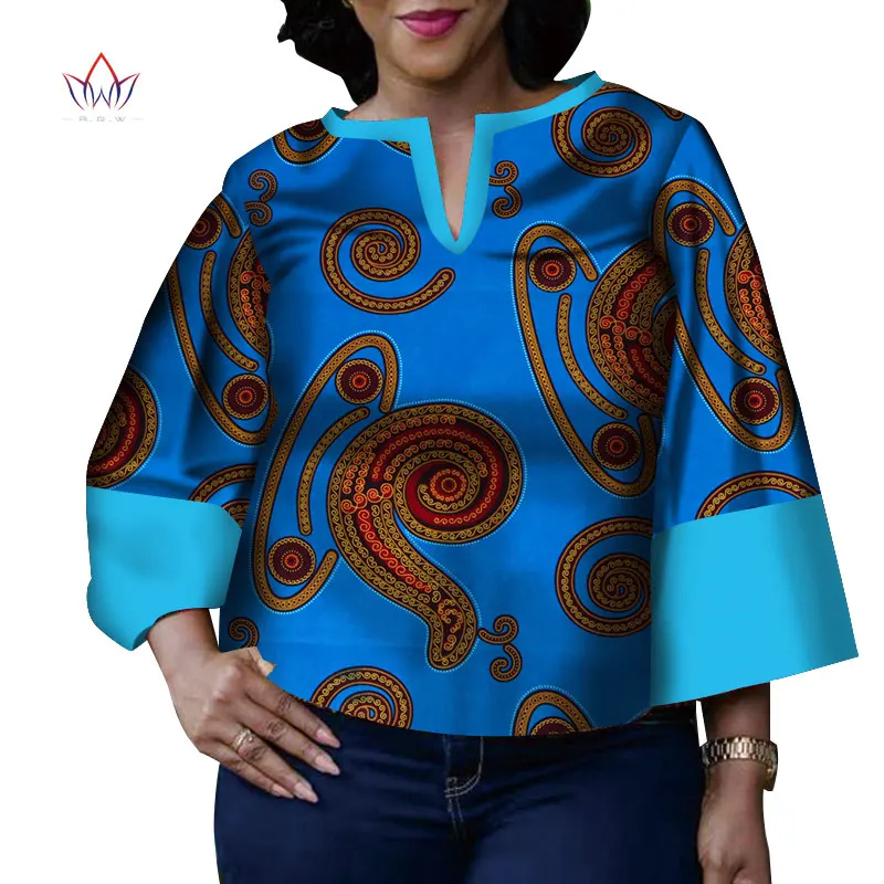 Африканская восковая рубашка с принтом для Женщин Дашики ЭЛЕГАНТ африканская одежда размера плюс традиционная африканская одежда WY4050 - Цвет: 14