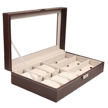 

9 Grids Watch Box Leather Glass Box Storage Box Luxury Jewelry Display