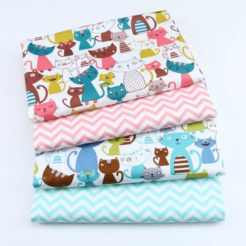 

DIY 1pc/lots 50x80cm Colorful Cat Pattern Twill Embroidered Table cloth Fabric Bundle Sewing Quilt fabric Crafts for handmade