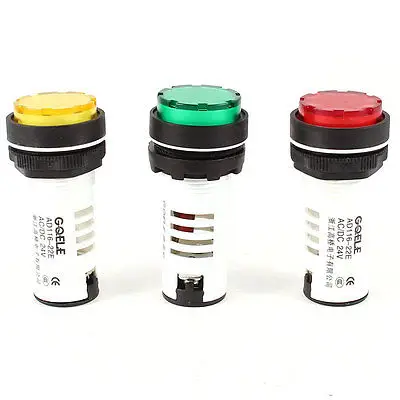 

3 Pcs Green Red Yellow LED Electrical Accident Indicator Light Lamp AC/DC24V