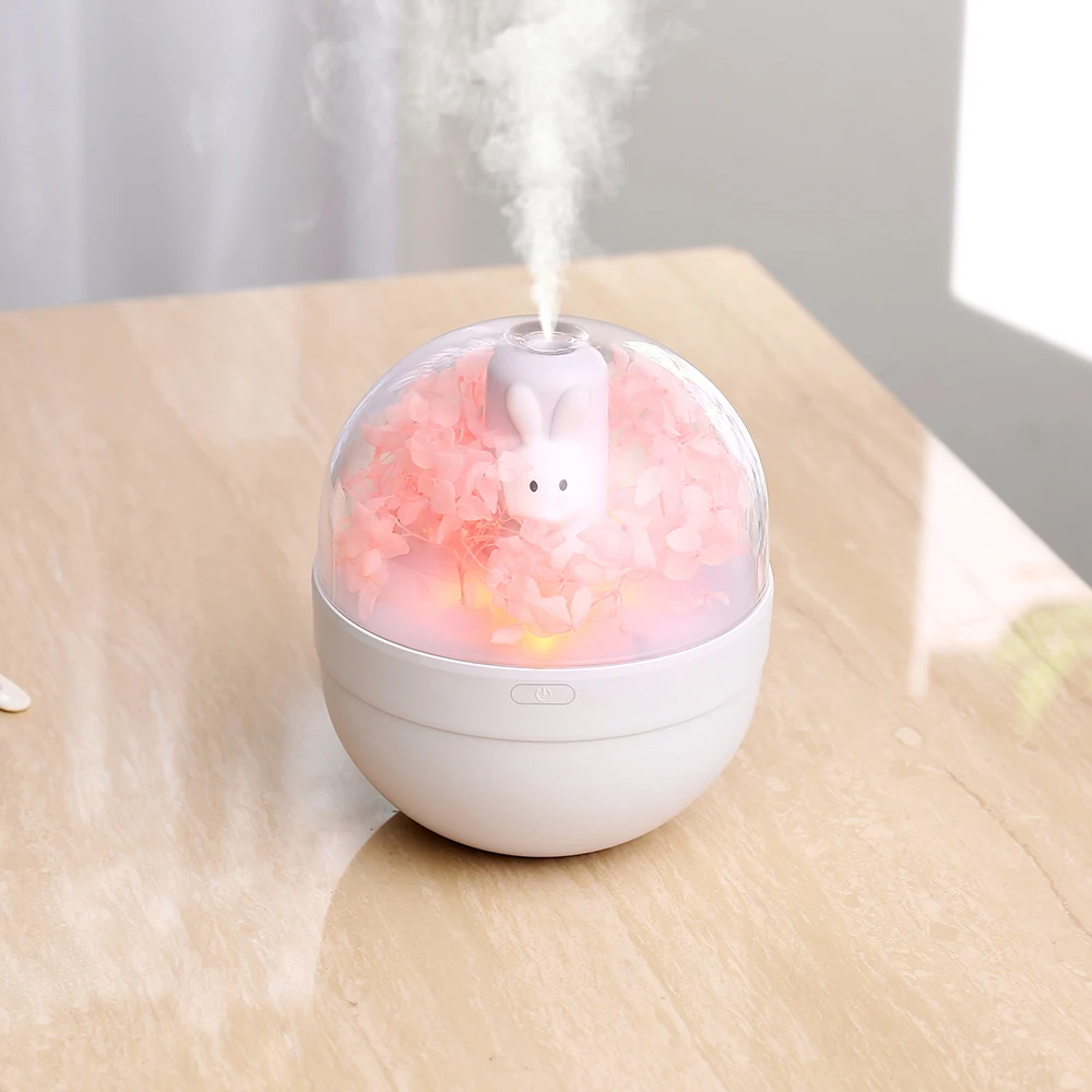 

2019 Sweet Rabbit Humidifier USB Rechargeable Aroma Essential Oil Diffuser Built- in Battery 7 Color Night Light For Home Car