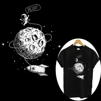 

Space Applique Planet Rocket Ship Iron On Transfers Patches For Clothing Astronaut Thermo Stickers On Clothes Accessories Stripe