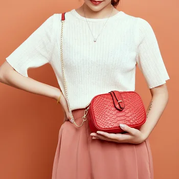 

Small Women Shoulder Bag Alligator Chain Crossbody Bags for Lady 2020 Genuine Leather Luxury Female Handbags Designer Sac A Main