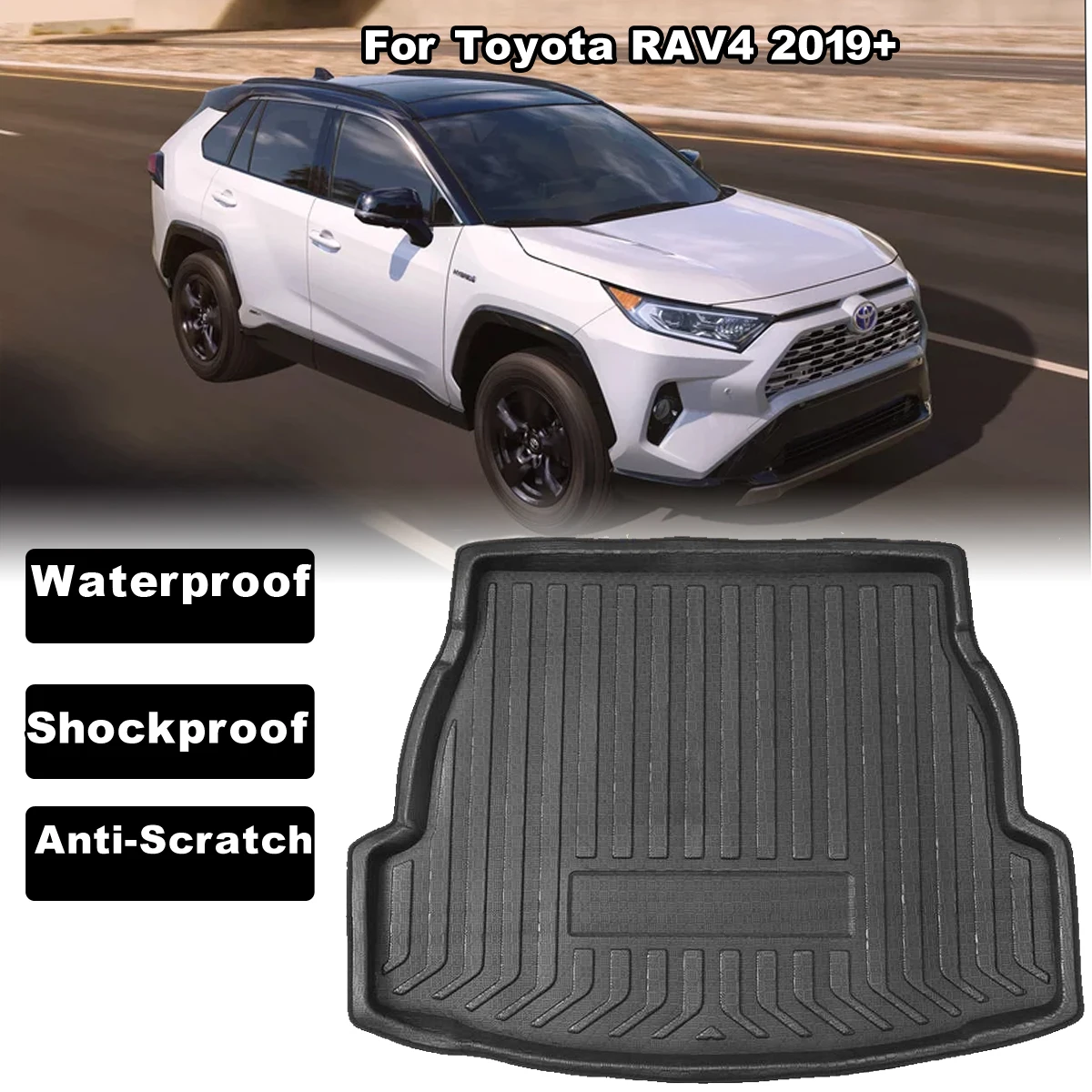 Cena Tylny bagażnik samochodu wkładka do bagażnika mata do samochodów dostawczych półka na bagaż dywan na podłogę Mud Protector zamiennik dla Toyota RAV4 2019 + akcesoria samochodowe