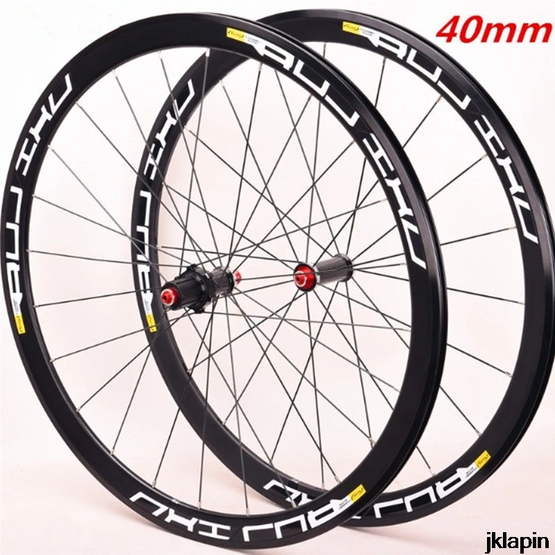 Road Bike Wheelset 700C Sealed Bearing 40mm Rim Ultralight 120 Sound Bicycle Wheels Front 20 Rear 24 Hole Support 8/9/10/11speed