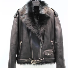 Новинка, зимняя женская модная Роскошная байкерская куртка toscana с овечьим мехом и шерстяной подкладкой