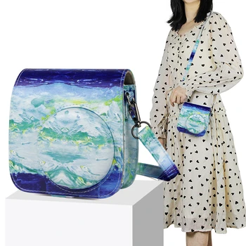 

For Polaroid Fujifilm Instax Mini 8/8+/9 Blue Color Camera Case Shoulder Camera Bag Protective Case Colorful Leather Camera Bag