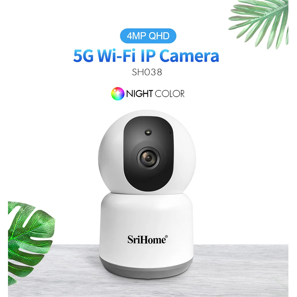 Srihome Sh038 Telecamera Ip 4.0Mp 5G Wifi Smart Home Visione Notturna A Colori Cctv Cam Vista Remota Mobile Allarme Movimento Umano Baby Monitor