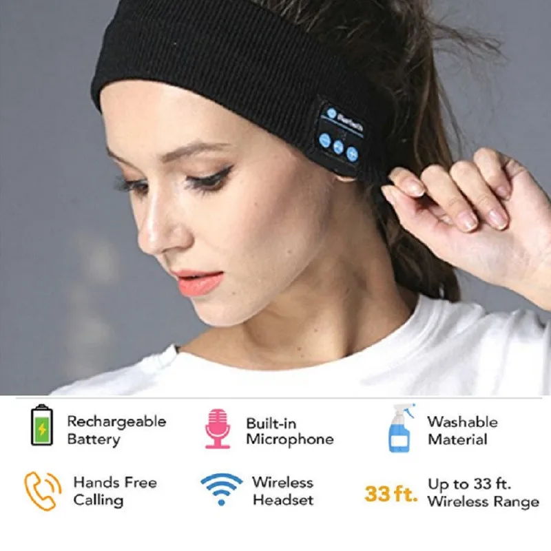 Анти-шум Спорт Бег сна беспроводной Bluetooth Музыка головная повязка телефон гарнитура