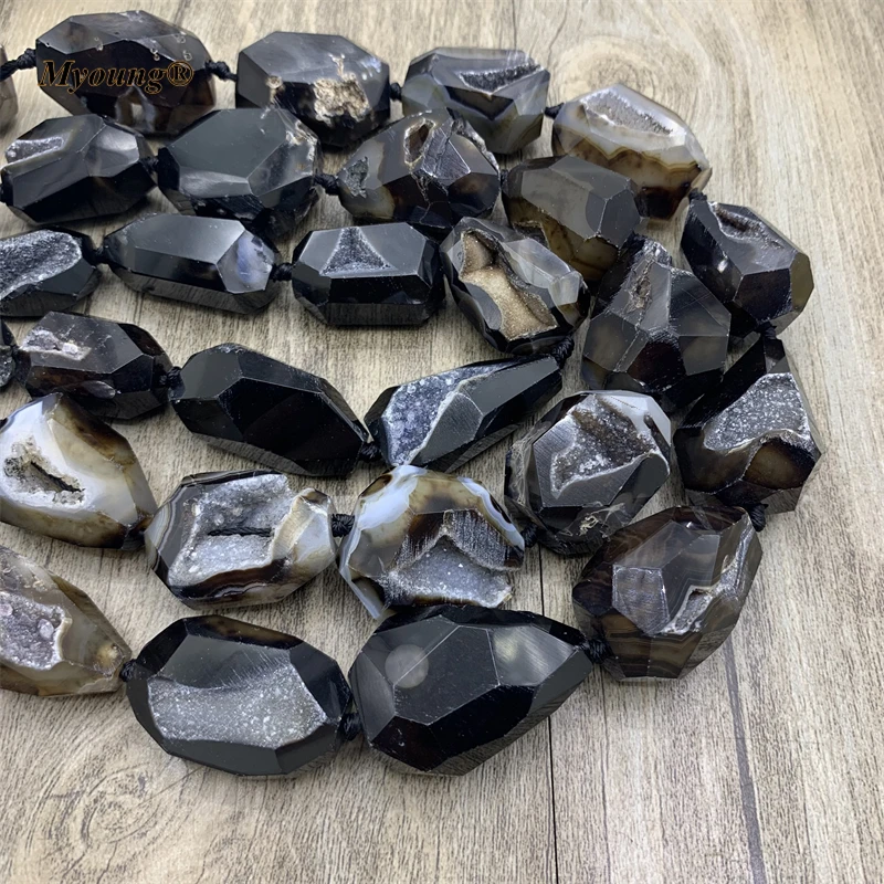 큰 파란색 마노 Geode 커팅 너 겟 펜 던 트 구슬, Drusy 스톤 비즈 DIY 쥬얼리 만들기 MY211048
