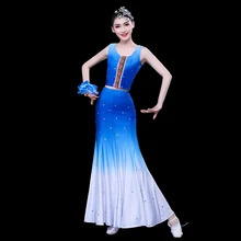 Li/национальный костюм; одежда для сценических танцев; паванская юбка русалки; китайское народное платье; одежда для сцены; тибетское платье; TA2267