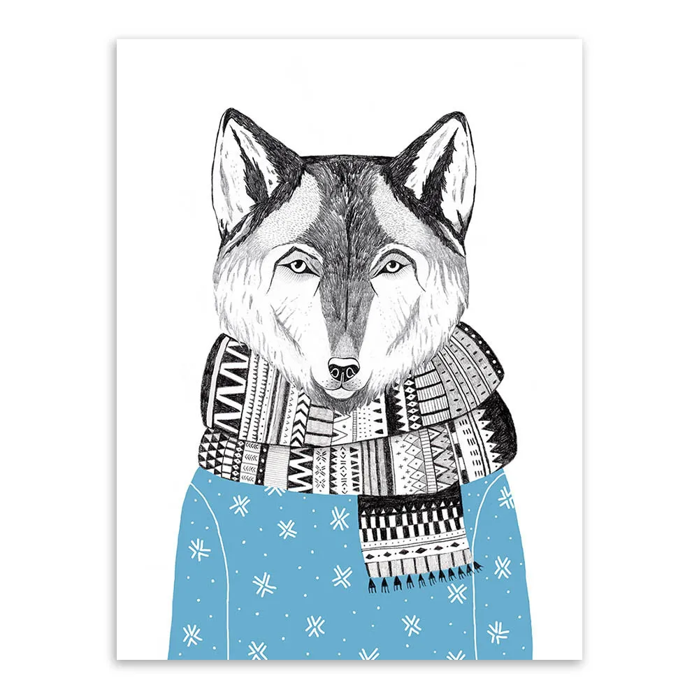 

Frame Painting Core Customizable Watercolor Animal Northern European-Style Hipster Decorative Cloth Painting Frameless Paintings