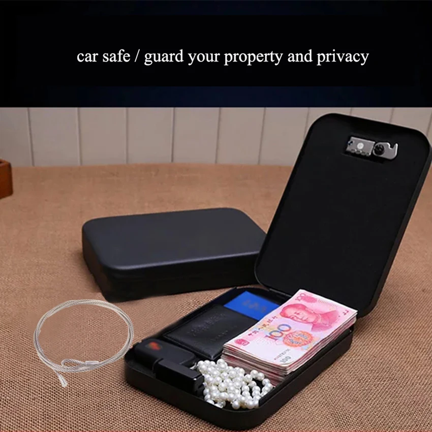 Caja de Seguridad portátil con contraseña para coche, de seguridad con caja de almacenamiento Todo el acero, dinero, joyería, dinero, Valuables, para el hogar