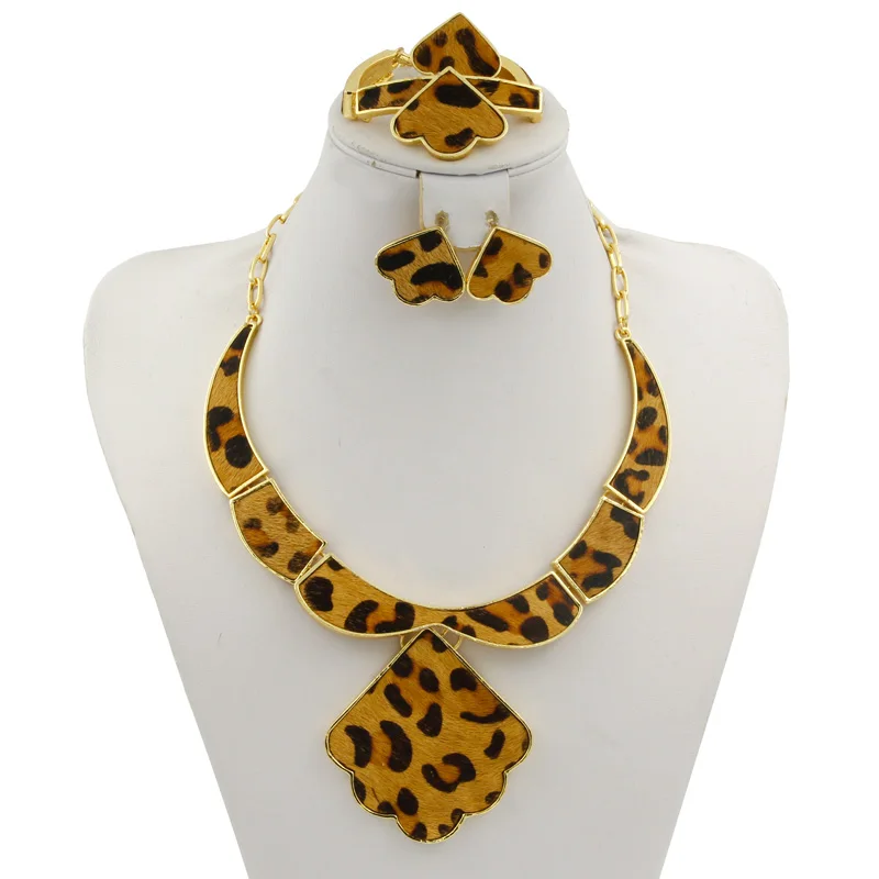 Модные ювелирные изделия вечное модное леопардовое ожерелье серьги браслет