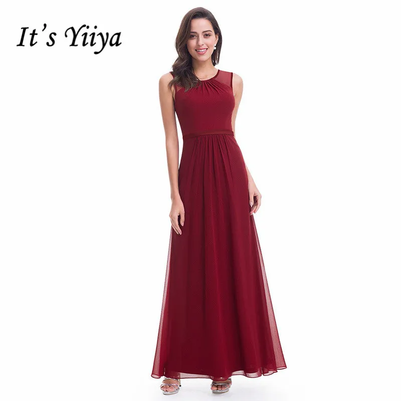 

It's Yiiya Evening Dress O-neck Tank Women Party Dresses A-line Robe de Soiree Plus Size Long Elegant Formal Gowns C431