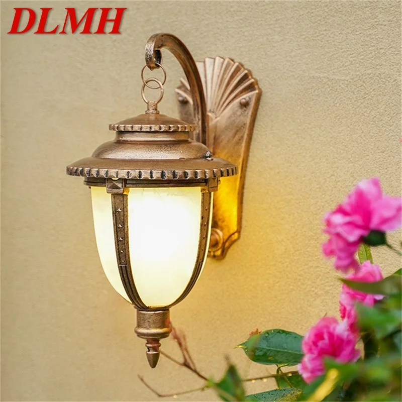 DLMH Outdoor Retro Wall Sconces Light LED Waterproof IP65 Bronze Lamp for Home Porch Decoration