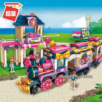 

Qman 2015 Friends Series Happy Holiday Tour Train Station Set 690pcs Mini Figures DIY Model Building Blocks Toys GirlsCreative