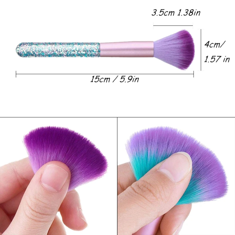 HTHL-3Pcs Soft Nail Art Dust Remover Powder Brush Cleaner for Acrylic and Makeup Powder Blush Brushes Nail Art Tools