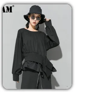 [EAM] Women Black Bow Split Joint Buckle Temperament Dress New Sleeveless Loose Fit Fashion Tide Spring Autumn 2020 1Z663