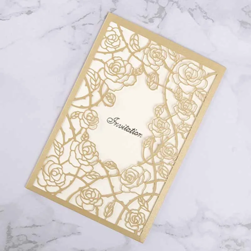  10 Pcs Hot Retro Luxury Business Invitation Laser Hollow Invitation Wedding Invitation Card Birthda - 4.00034E+12
