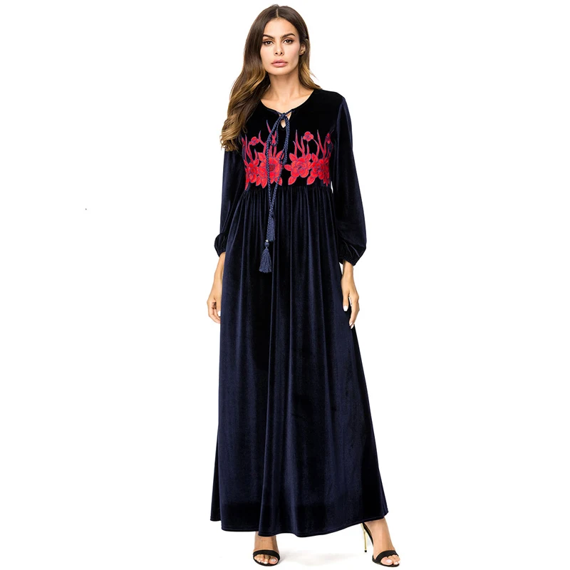 Vestidos abaya Kaftan Qatar бархатный арабский хиджаб мусульманское платье женское кафтан джилбаб халат Дубай Elbise турецкая исламская одежда