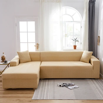 

Solid Color Texture Slipcover Sofa Covers For Living Room Elastic Home Sectional Sofa Chaise Cover Lounge L Shape Couch Covers