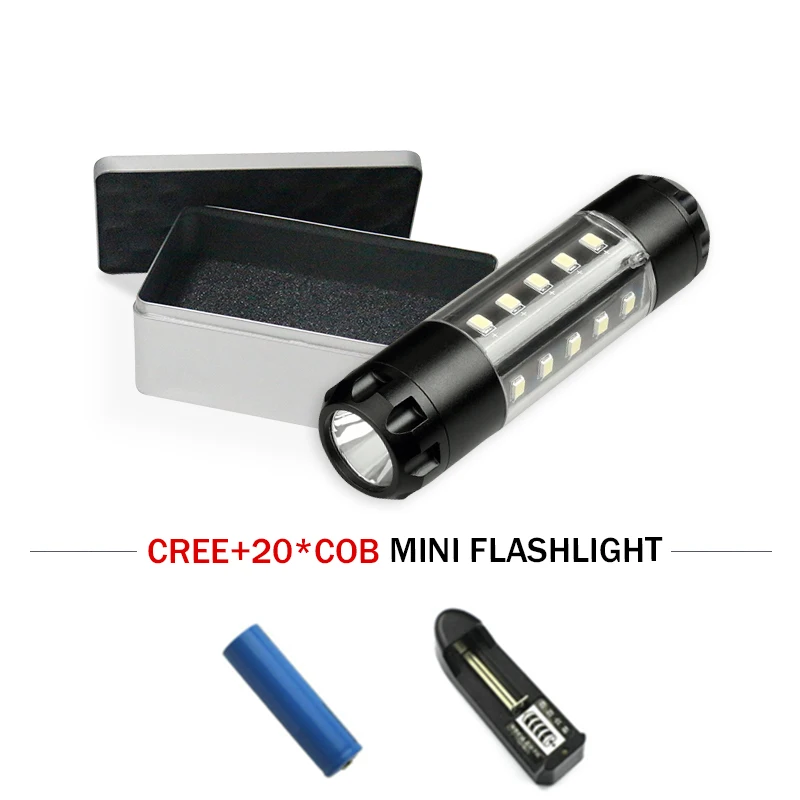 Новый мини светодиодный фонарик супер яркий фонарь T6 COB освещение лампа 360