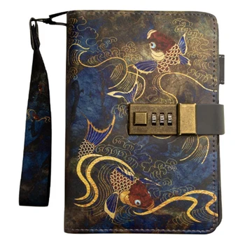

A6 Notepad Sub-Notebook Diary with Lock Hand Book Password Lock Notebook Travel Planner Journal Student Code Lock Note Books Off