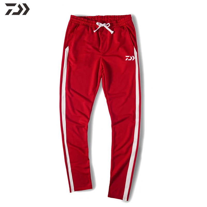 Daiwa брюки мужские s спортивные штаны для рыбалки полосатые весенние летние дышащие спортивные штаны Мужские штаны для бега повседневные штаны с завязкой - Цвет: RED