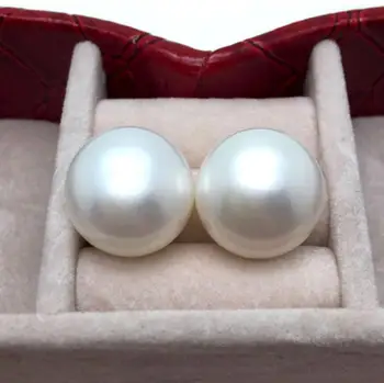 

Free Shipping Super large natural pearl earrings 13-14mm 925 Silver