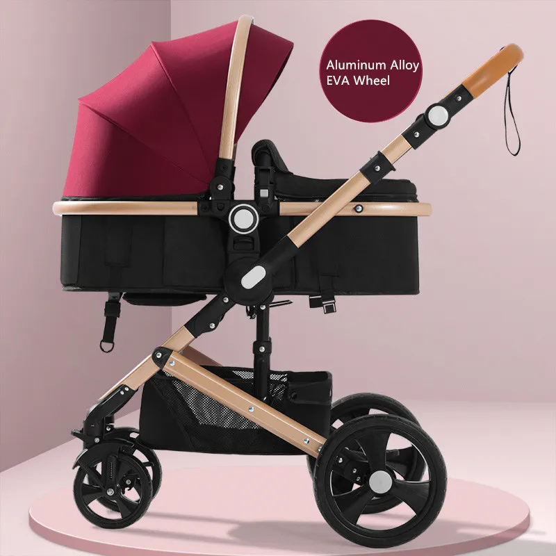Регулируемая Роскошная детская коляска, 3 в 1, портативная, с высоким ландшафтом, реверсивная коляска, Горячая мама, розовая прогулочная коляска, прогулочная коляска - Цвет: 11