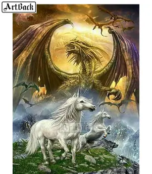 

5D DIY Diamond Painting Unicorn Dragon Full Drill Square Resin Rhinestone Mosaic 3d Diamond Embroidery Kit