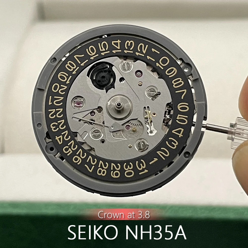 Seiko NH35 Mechanical Watch Movement Crown at  O'clock Black  Datewheel/Gold Text 24 Jewels Automatic Clock Mechanism NH35A|Dụng cụ & Bộ  sửa chữa| - AliExpress